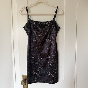 Urban Outfitters Black Metallic Moon & Sun Mini Dress